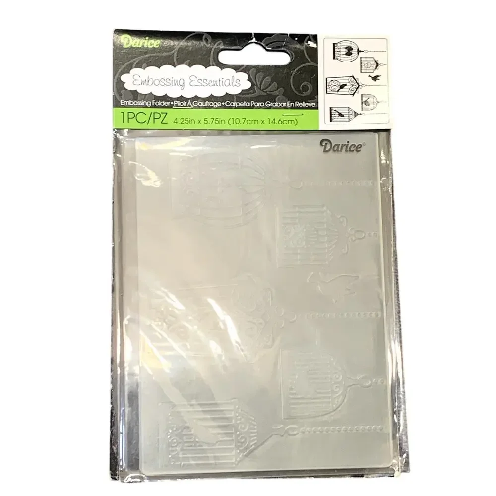 Darice Embossing Essentials Folder 3 Bulk Bird Cages Swirly Flowers New Sealed